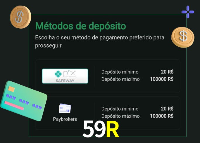 O cassino 59R oferece uma grande variedade de métodos de pagamento